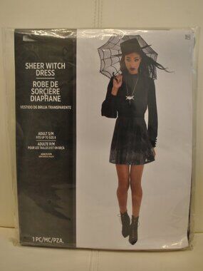 Sheer Black Mock Swiss Dot Witch Halloween Dress New Small/Medium